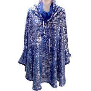 Soft & Cozy Company Cowl Neck Angel Wrap Poncho with silver leopard spots